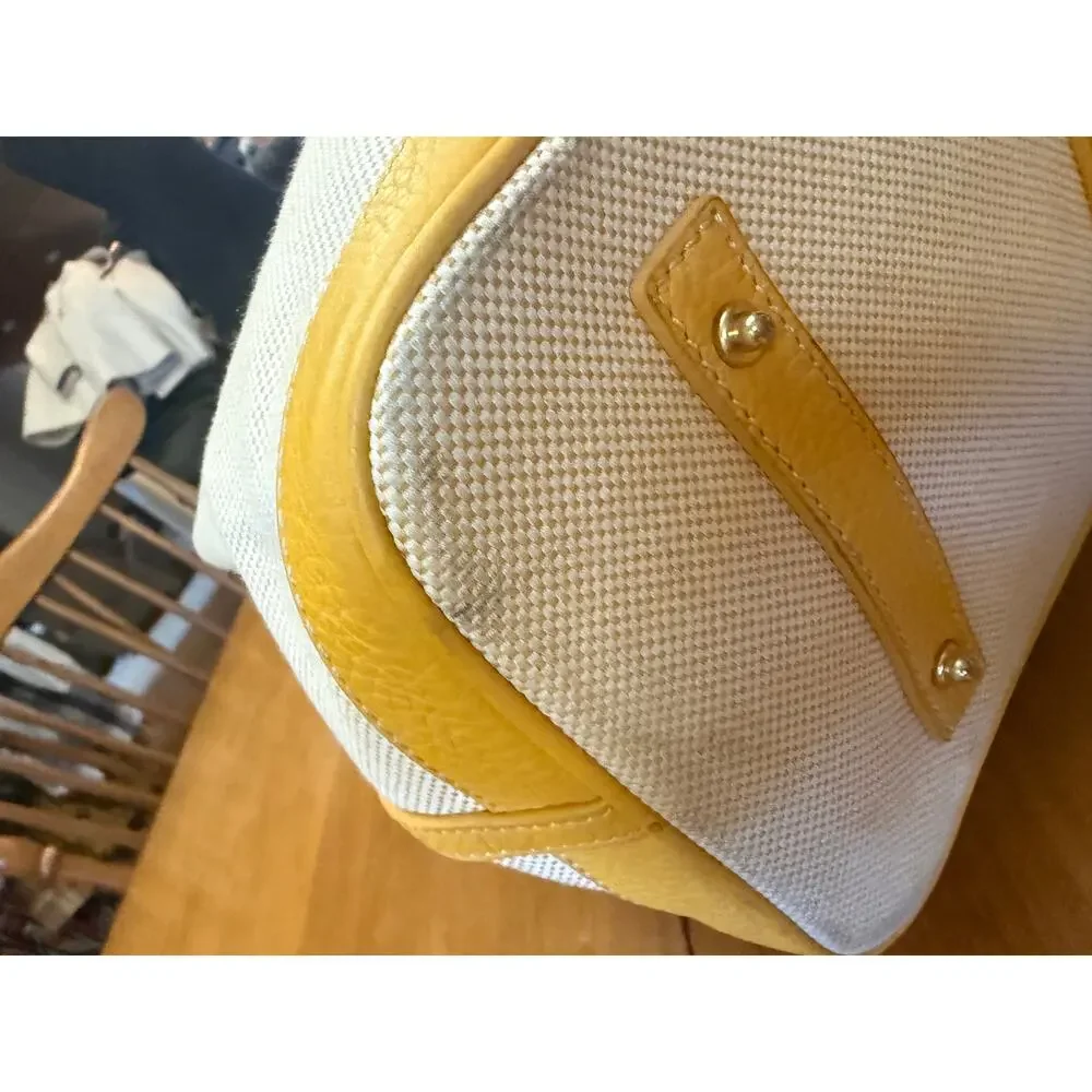 Dooney and Bourke Canvas yellow leather Sunflower large Tote purse cheerful